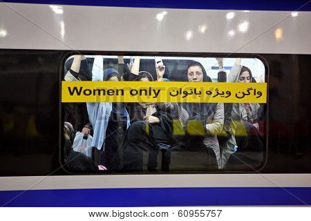 TEHRAN, IRAN - NOVEMBER 24, 2007: Underground station in Tehran Metro has separate compartments for women only.