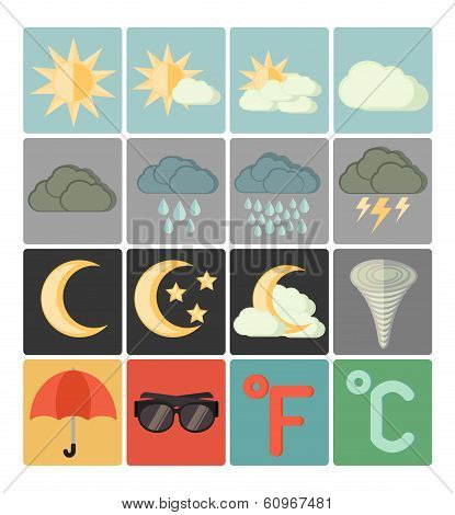 flat icons weather set