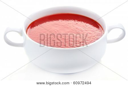Tasty tomato soup, isolated on white