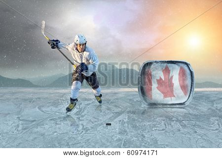Ice hockey player on the ice. Canada nationa l team.