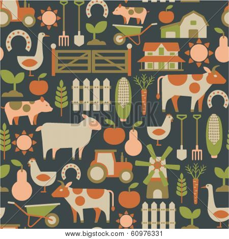 seamless pattern with farm related items