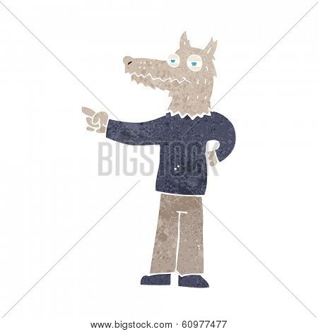 cartoon pointing wolf man