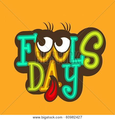Happy Fool's Day funky concept with colorful text on bright yellow background.