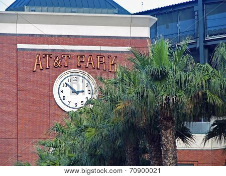 SAN FRANCISCO, CA - NOVEMBER 17: AT&T Park King Street Clock Tower November 17, 2012 in San Francisc