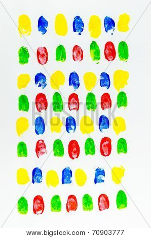 Colorful Of Fingerprints On White Background