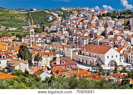 Town Of Hvar Famous Pjaca Square View
