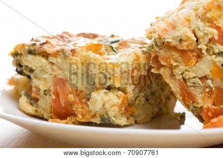 Vegetable frittata on plate