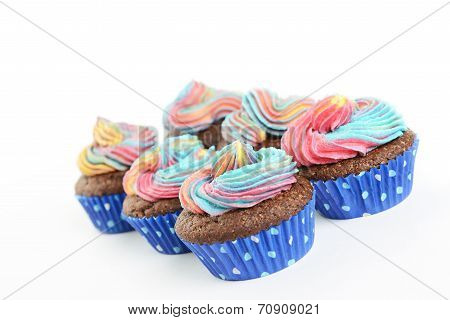 Cupcakes with multi colour icing
