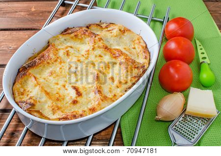Lasagne Bolognese In A Baking Dish