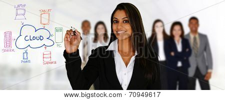 Young woman designing a website for her client