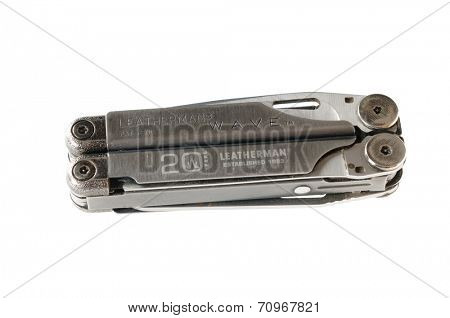 Hayward, CA - August 21, 2014: Leatherman 20th Anniversary Wave model multitool