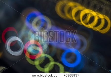Blurred city lights and office buildings, guanzhou china.