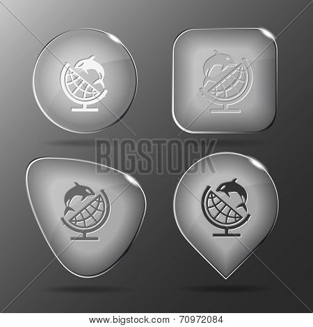 Globe and shamoo. Glass buttons. Vector illustration.