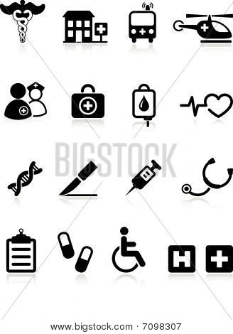 Medical Hospital Internet ikona kolekce