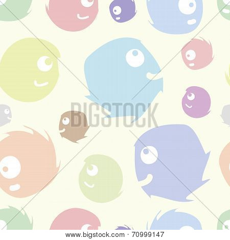 Seamless texture with cheerful color monsters