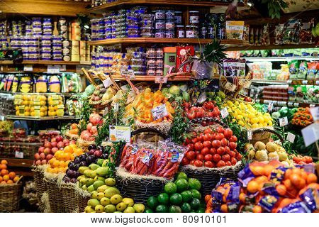 NEW YORK CITY, APRIL 15, 2013: Produce for sale in an upscale bodega on the upper west side.