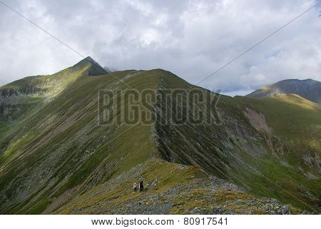 Way to Moldoveanu Peak, the highest peak in Romanian Carpathians