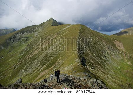 Way to Moldoveanu Peak, the highest peak in Romanian Carpathians