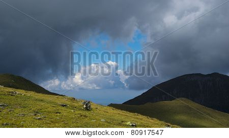 Way to Moldoveanu Peak, the highest peak in Romanian Carpathians