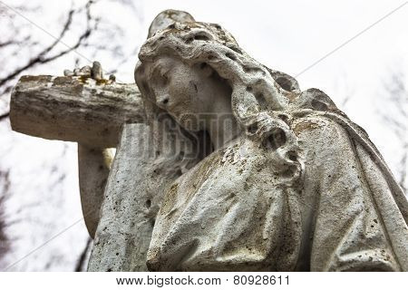 Old Cemetery Marble Sculpture Of The Woman