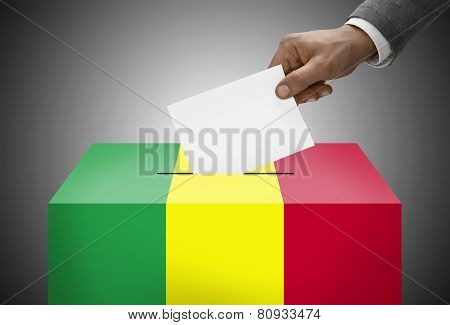 Ballot Box Painted Into National Flag Colors - Mali