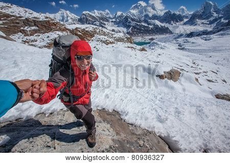 Hiker On The Trek In Himalayas, Khumbu Valley, Nepal