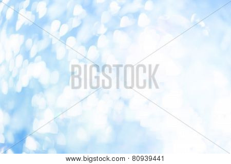 Light blue and white heart bokeh