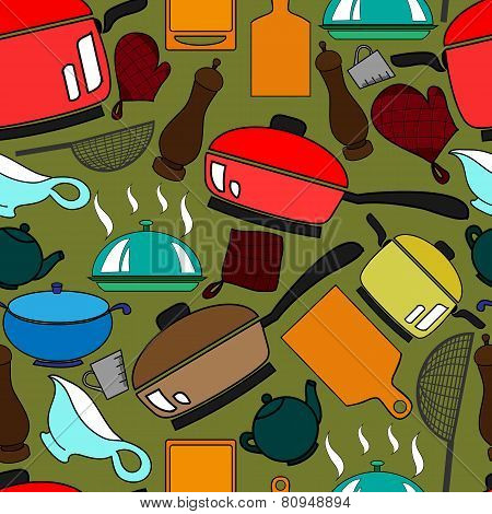 Seamless Pattern With Kitchen Utensils