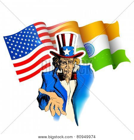illustration of portrait of Uncle Sam showing India-America relationship