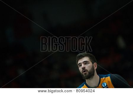 VALENCIA, SPAIN - JANUARY 21: Dubljevic during Eurocup match between Valencia Basket Club and CSU Asesoft at Fonteta Stadium on January 21, 2015 in Valencia, Spain