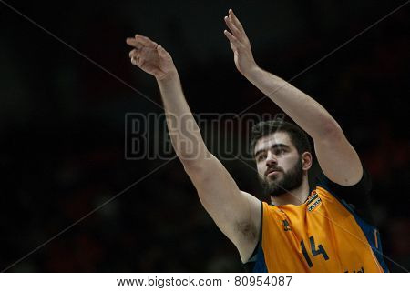 VALENCIA, SPAIN - JANUARY 21: Dubljevic during Eurocup match between Valencia Basket Club and CSU Asesoft at Fonteta Stadium on January 21, 2015 in Valencia, Spain