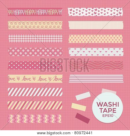 Vector Collection of Cute Patterned Washi Tape Strips