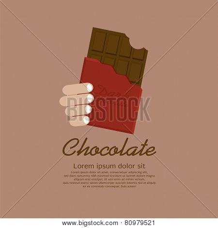 Chocolate Bar In Red Wrap.