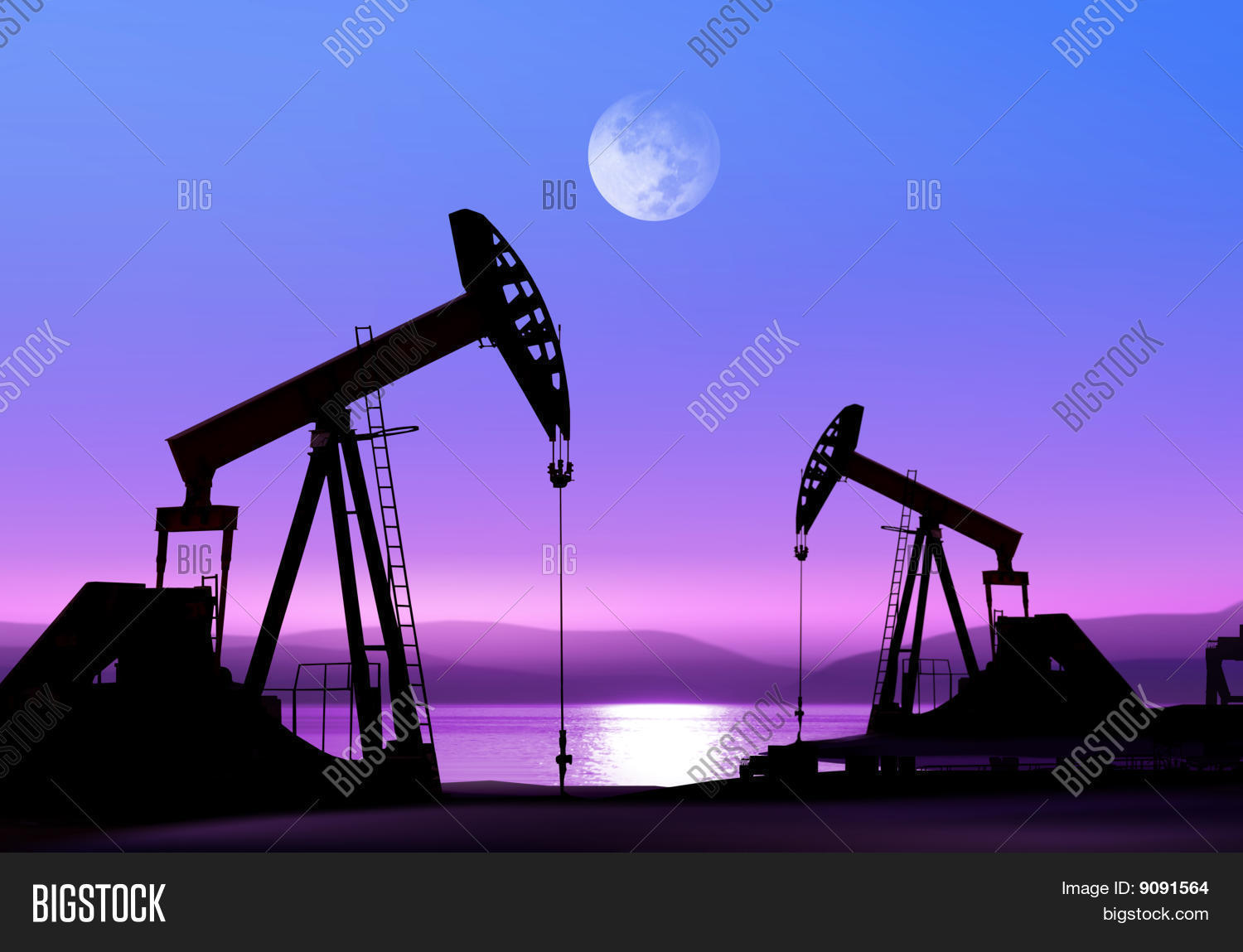Oil Pumps Night Image & Photo (Free Trial) Bigstock
