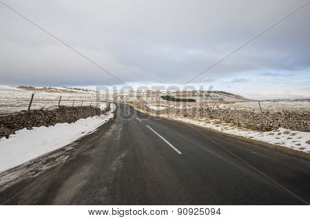 Country Road Through Winter Rural Scene