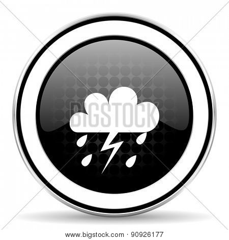 storm icon, black chrome button, waether forecast sign 
