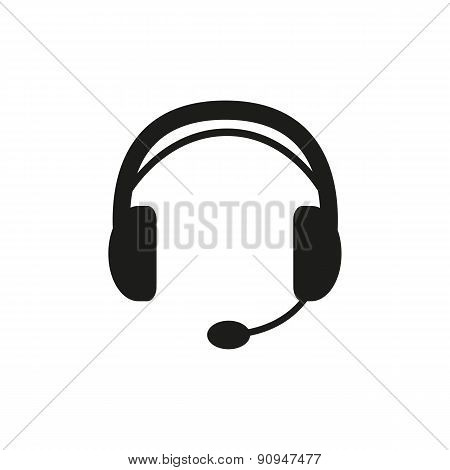 The Headset Icon. Support Symbol. Flat