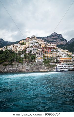 Positano, Italy - July 21: View of the town of Positano.