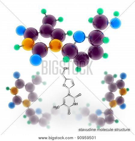 Stavudine (sanilvudine, Zerit) Molecule Structure