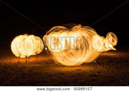 Man Fire Show on the beach