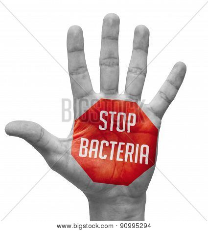 Stop Bacteria Texts on Pale Bare Hand