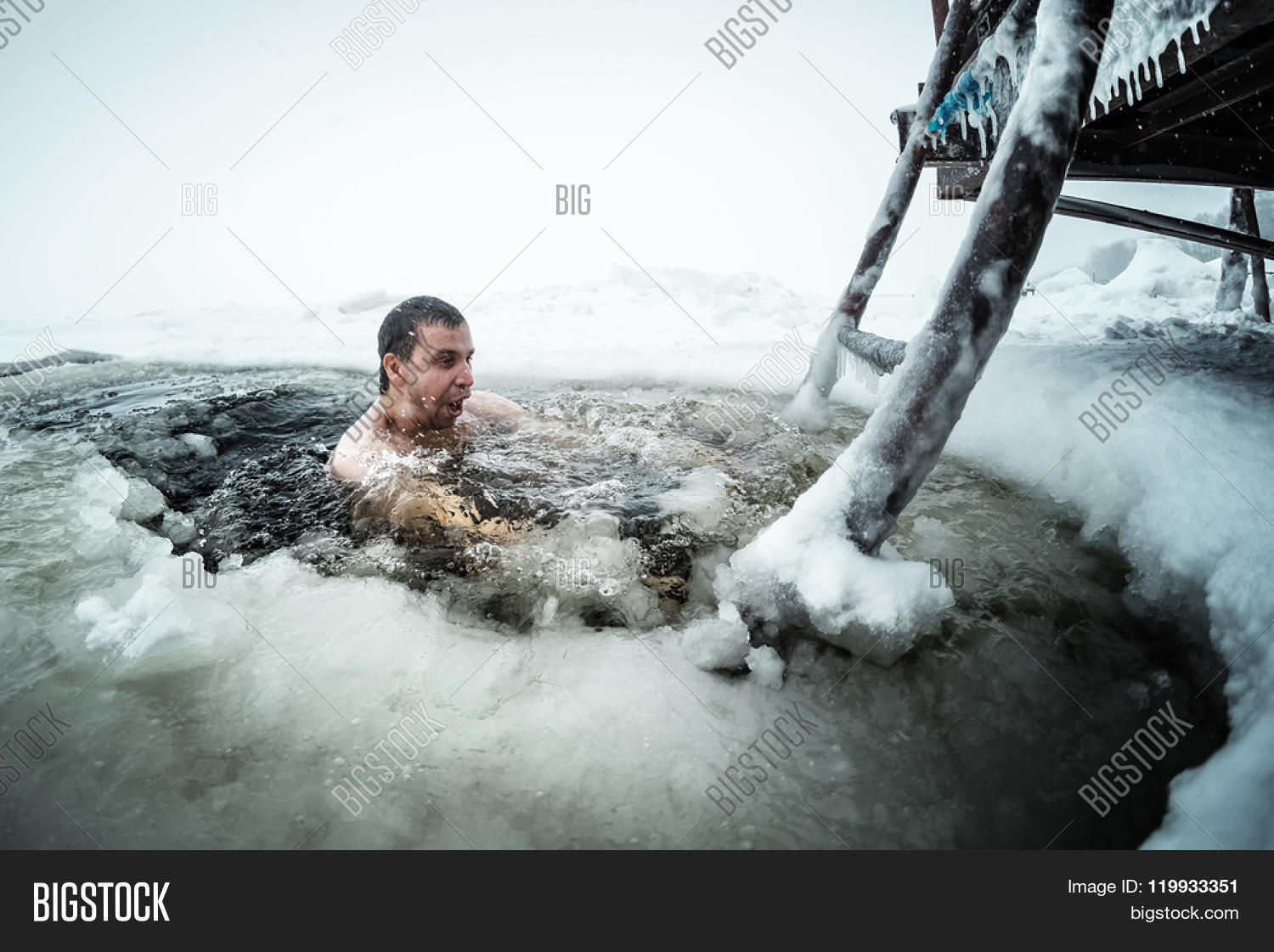 Young Man Swimming Ice Image & Photo (Free Trial) | Bigstock