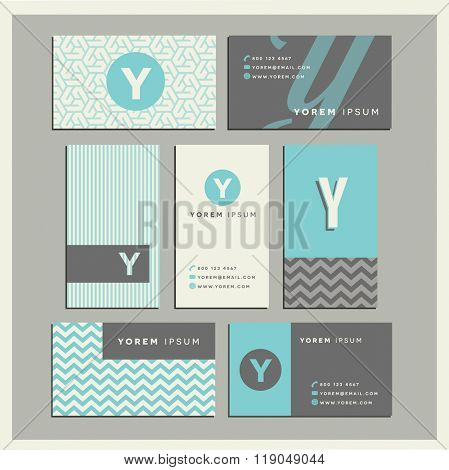 Set of coordinating business card designs with the letter y