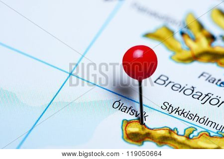 Olafsvik pinned on a map of Iceland