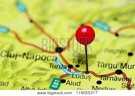 Ludus pinned on a map of Romania