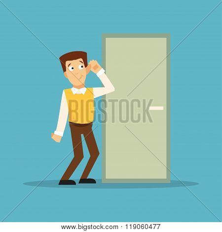 Overhears A Man. Vector Illustration