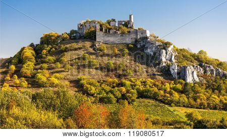 ruins of Falkenstein Castle in autumn, Lower Austria, Austria