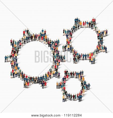 crowd  people  form  gear
