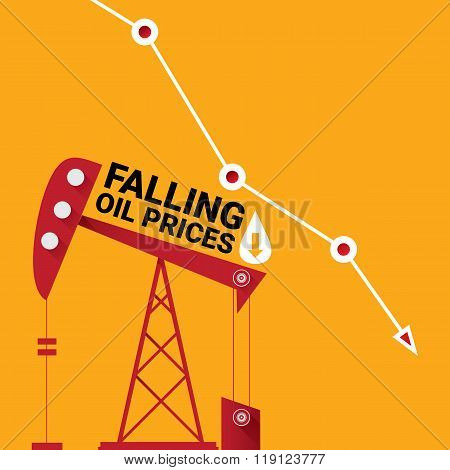Oil price falling down graph illustration. vector