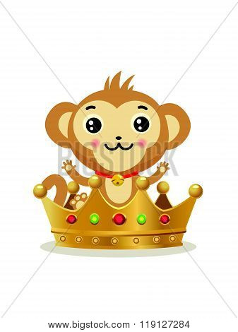 Monkey In The Crown. Cute Vector Monkey. Gold Crown. Animal Vector. Monkey Crown Emoji. Rich Monkey Logo. Rich Monkey Painting. Rich Monkey Picture. Abundant Monkey King. Plentiful Monkey.